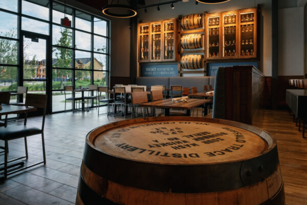 Whiskey Barrel Wall Feature at Oak & Stone